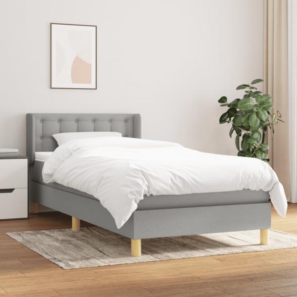 ARDEBO.de - Boxspringbett mit Matratze Hellgrau 80x200 cm Stoff