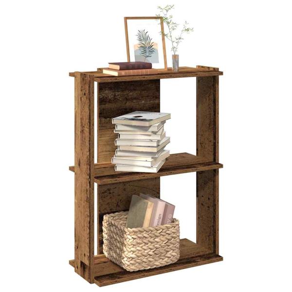 ARDEBO.de - Bücherregal 3 Böden Altholz-Optik 60x30x80 cm Holzwerkstoff