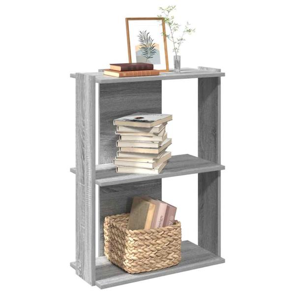 ARDEBO.de - Bücherregal 3 Böden Grau Sonoma 60x30x80 cm Holzwerkstoff