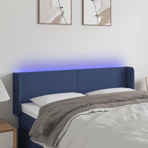 ARDEBO.de - LED Kopfteil Blau 147x16x78/88 cm Stoff
