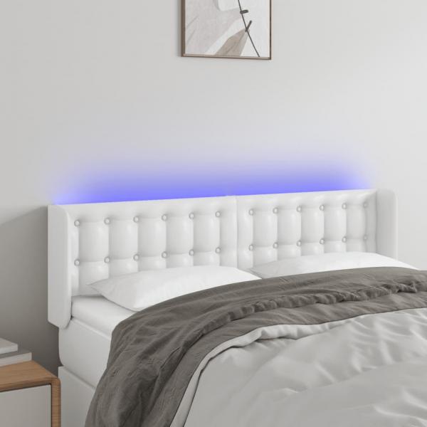 ARDEBO.de - LED Kopfteil Weiß 147x16x78/88 cm Kunstleder