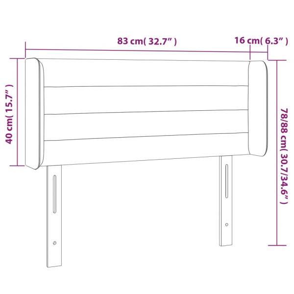 LED Kopfteil Hellgrau 83x16x78/88 cm Stoff
