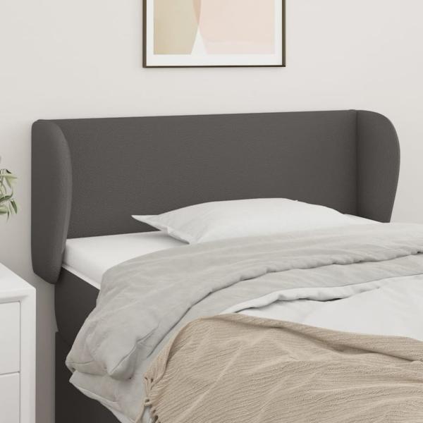 ARDEBO.de - Kopfteil mit Ohren Grau 103x23x78/88 cm Kunstleder