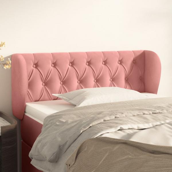 ARDEBO.de - Kopfteil mit Ohren Rosa 93x23x78/88 cm Samt