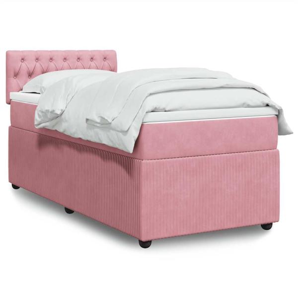 ARDEBO.de - Boxspringbett mit Matratze Rosa 90x200 cm Samt