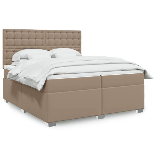 ARDEBO.de - Boxspringbett Matratze Cappuccino-Braun 200x200cm Kunstleder