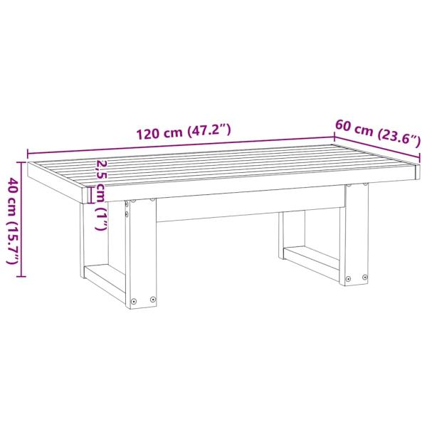 Couchtisch NOAIN U-förmige Beine 120x60x40 cm Massivholz Kiefer