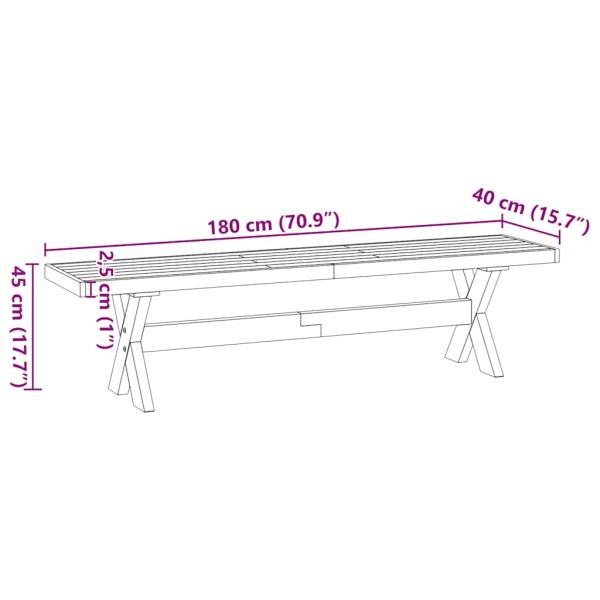 Esszimmerbank NOAIN X-Form-Beine 180x40x45 cm Massivholz Kiefer