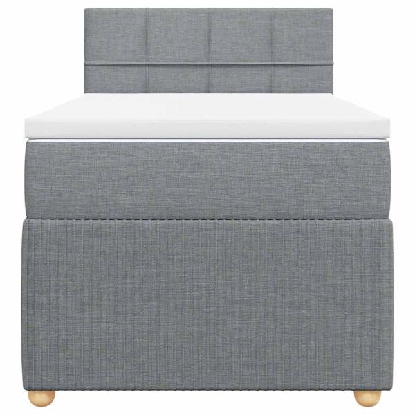 Boxspringbett mit Matratze Hellgrau 90x190 cm Stoff