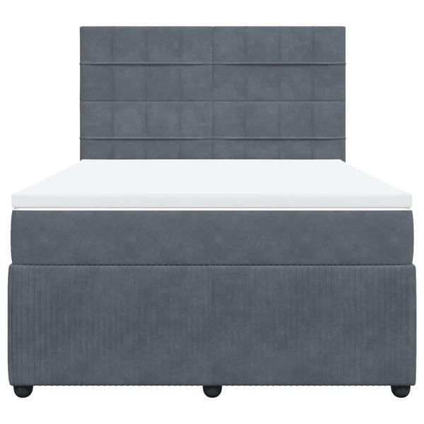 Boxspringbett mit Matratze Dunkelgrau 160x200 cm Samt