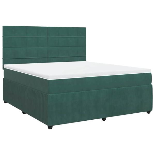 ARDEBO.de - Boxspringbett mit Matratze Dunkelgrün 180x200 cm Samt