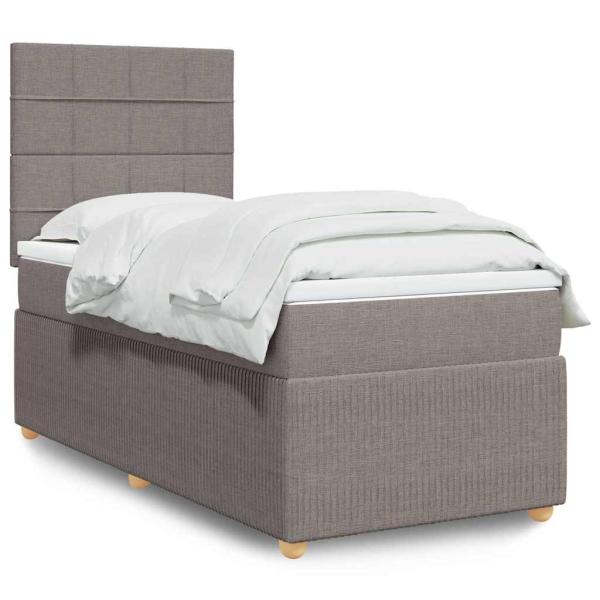 ARDEBO.de - Boxspringbett mit Matratze Taupe 90x190 cm Stoff
