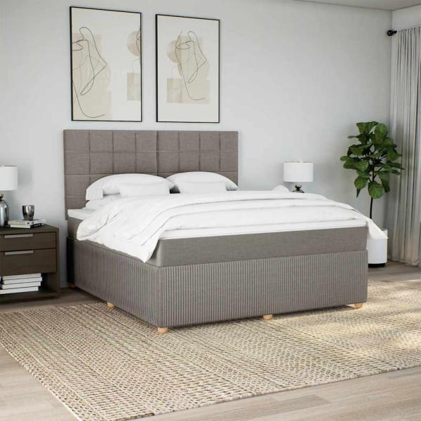 ARDEBO.de - Boxspringbett mit Matratze Taupe 180x200 cm Stoff