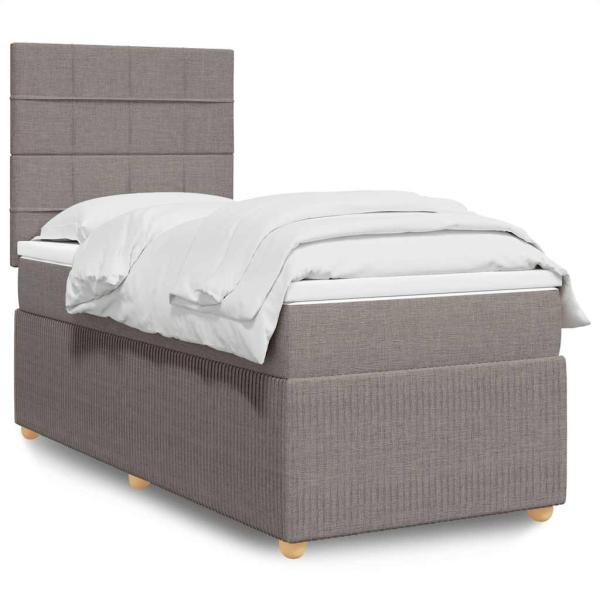 ARDEBO.de - Boxspringbett mit Matratze Taupe 90x200 cm Stoff