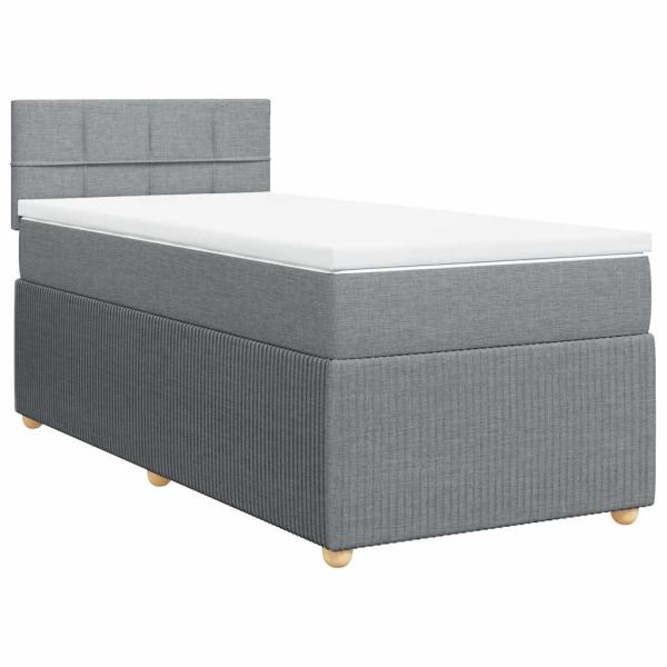 ARDEBO.de - Boxspringbett mit Matratze Hellgrau 90x200 cm Stoff