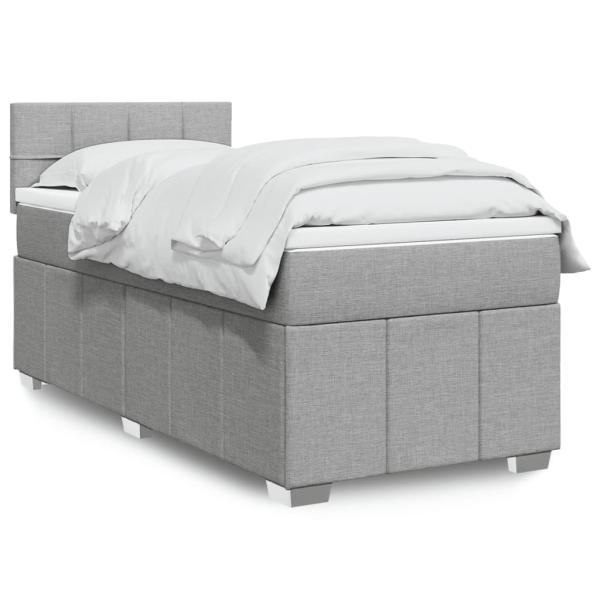 ARDEBO.de - Boxspringbett mit Matratze Hellgrau 90x190 cm Stoff