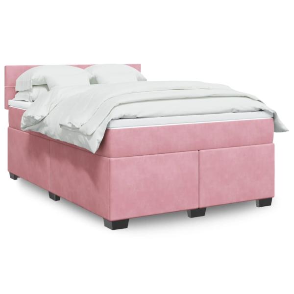 ARDEBO.de - Boxspringbett mit Matratze Rosa 160x200 cm Samt