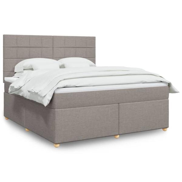 ARDEBO.de - Boxspringbett mit Matratze Taupe 180x200 cm Stoff