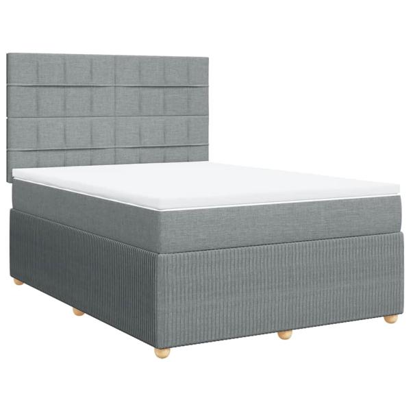 ARDEBO.de - Boxspringbett mit Matratze Hellgrau 160x200 cm Stoff