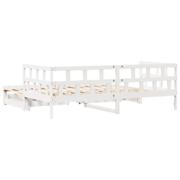 Tagesbett Ausziehbar mit Schubladen ohne Matratze Weiß 90x190cm
