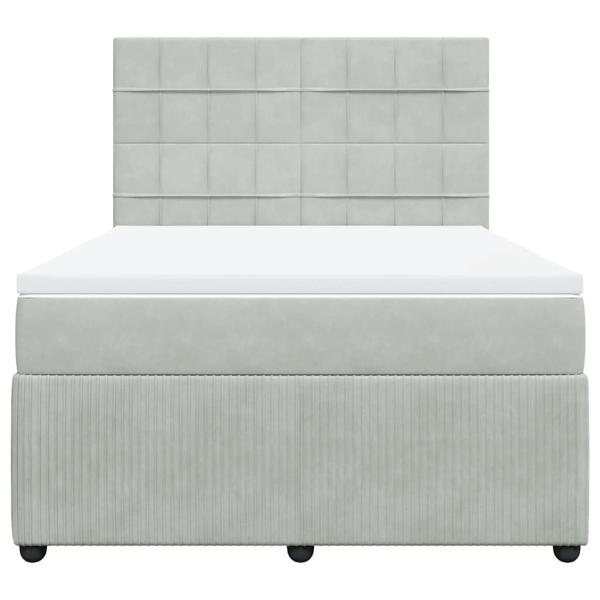 Boxspringbett mit Matratze Hellgrau 160x200 cm Samt