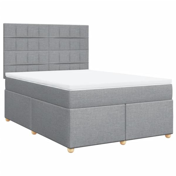 ARDEBO.de - Boxspringbett mit Matratze Hellgrau 160x200 cm Stoff
