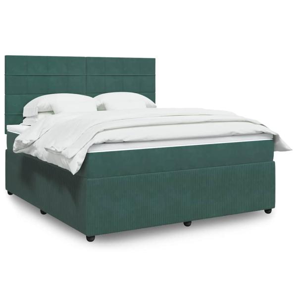 ARDEBO.de - Boxspringbett mit Matratze Dunkelgrün 180x200 cm Samt