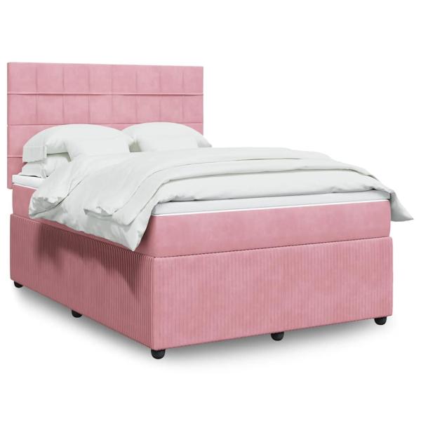 ARDEBO.de - Boxspringbett mit Matratze Rosa 160x200 cm Samt