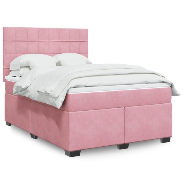 ARDEBO.de - Boxspringbett mit Matratze Rosa 160x200 cm Samt
