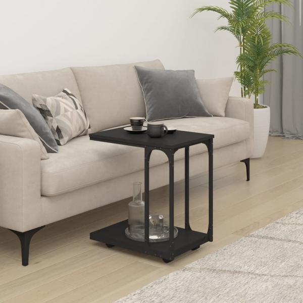 ARDEBO.de - Beistelltisch mit Rollen Schwarz 50x35x55,5 cm Holzwerkstoff 