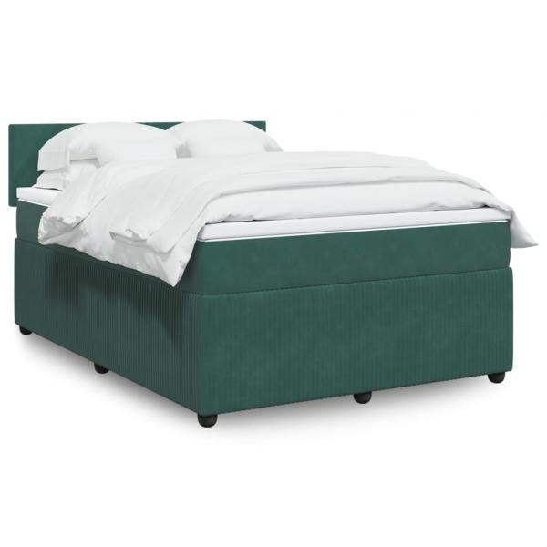 ARDEBO.de - Boxspringbett mit Matratze Dunkelgrün 160x200 cm Samt