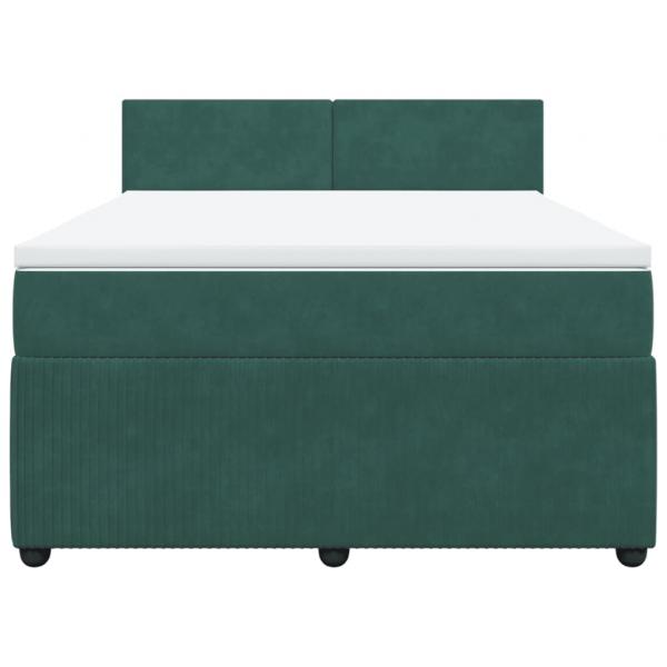 Boxspringbett mit Matratze Dunkelgrün 160x200 cm Samt
