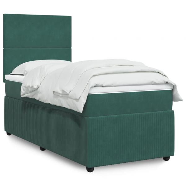 ARDEBO.de - Boxspringbett mit Matratze Dunkelgrün 80x200 cm Samt