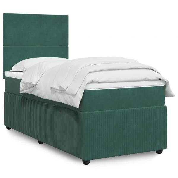 ARDEBO.de - Boxspringbett mit Matratze Dunkelgrün 80x200 cm Samt