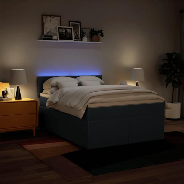 Boxspringbett mit Matratze Blau 160x200 cm Stoff