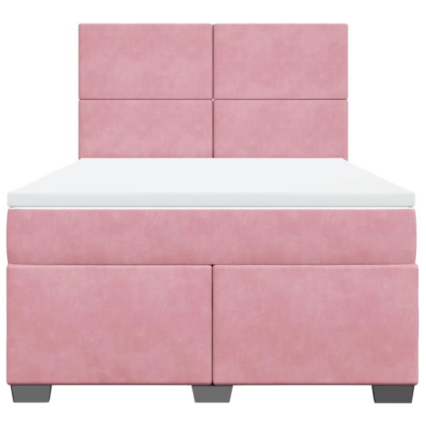 Boxspringbett mit Matratze Rosa 160x200 cm Samt
