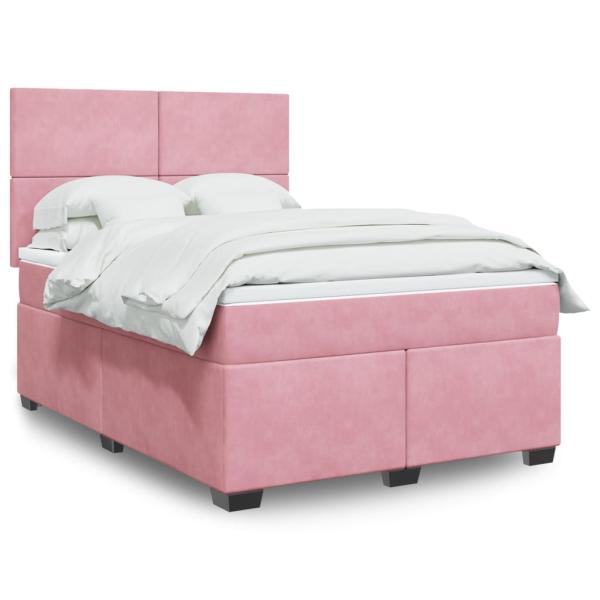 ARDEBO.de - Boxspringbett mit Matratze Rosa 160x200 cm Samt