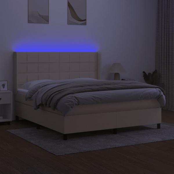 Boxspringbett mit Matratze & LED Creme 160x200 cm Stoff