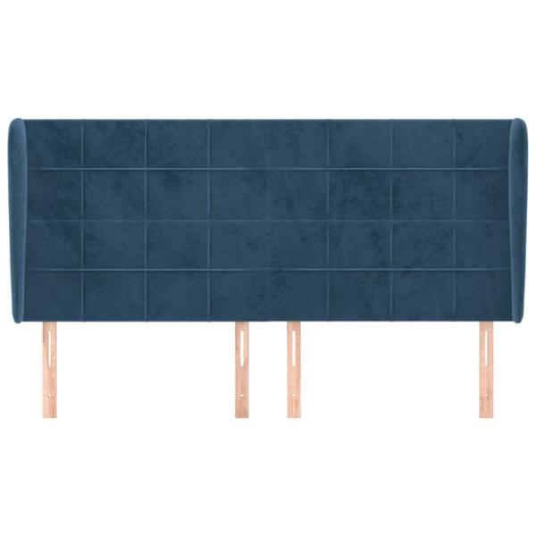 Kopfteil mit Ohren Dunkelblau 183x23x118/128 cm Samt