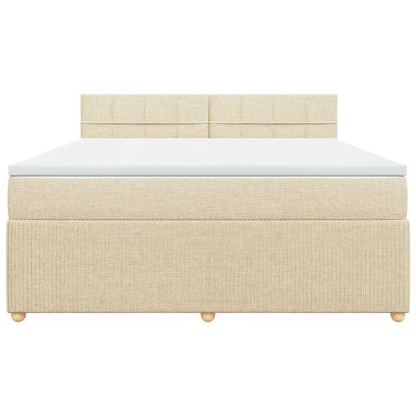ARDEBO.de - Boxspringbett mit Matratze Creme 180x200 cm Stoff