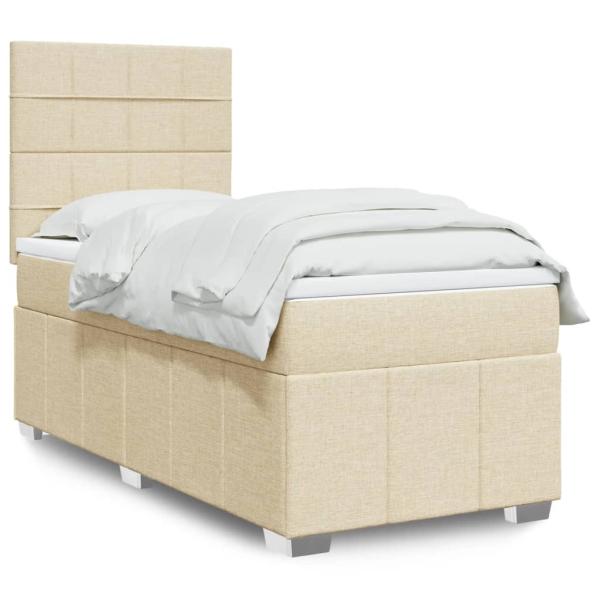 ARDEBO.de - Boxspringbett mit Matratze Creme 80x200 cm Stoff