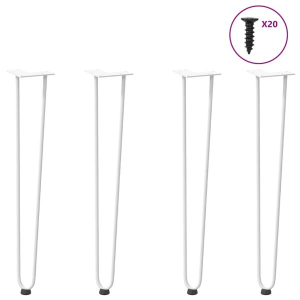 ARDEBO.de - Haarnadelbeine 4 Stk. Weiß 72 cm Massivstahl