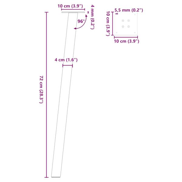 Couchtischbeine 4 Stk. Schwarz 72 cm Stahl