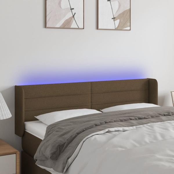 ARDEBO.de - LED Kopfteil Dunkelbraun 147x16x78/88 cm Stoff