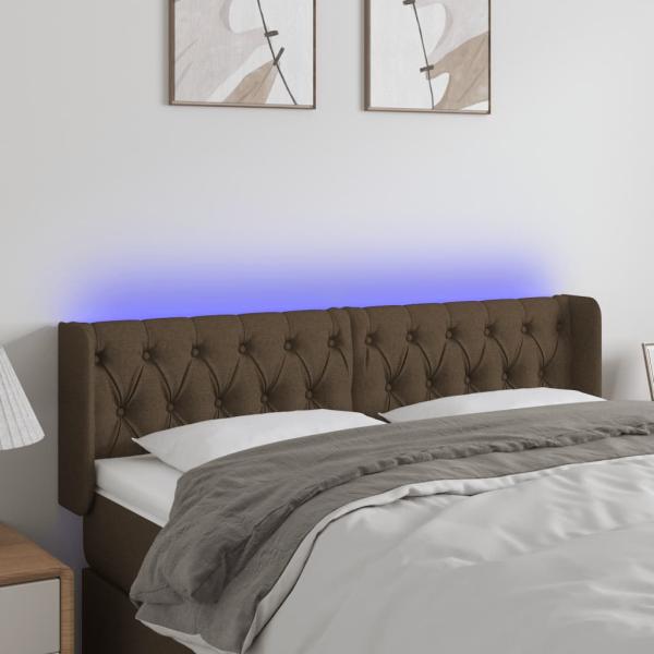 ARDEBO.de - LED Kopfteil Dunkelbraun 163x16x78/88 cm Stoff