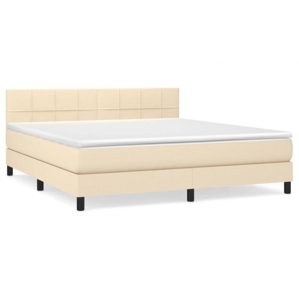 Boxspringbett mit Matratze Creme 160x200 cm Stoff