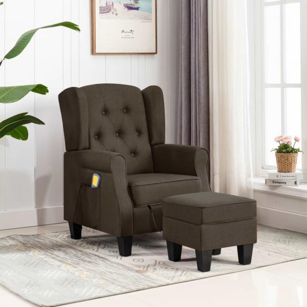 ARDEBO.de - Massagesessel mit Hocker Braun Stoff