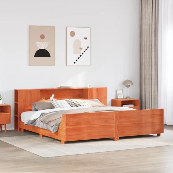 ARDEBO.de - Massivholzbett ohne Matratze Wachsbraun 200x200 Kiefernholz