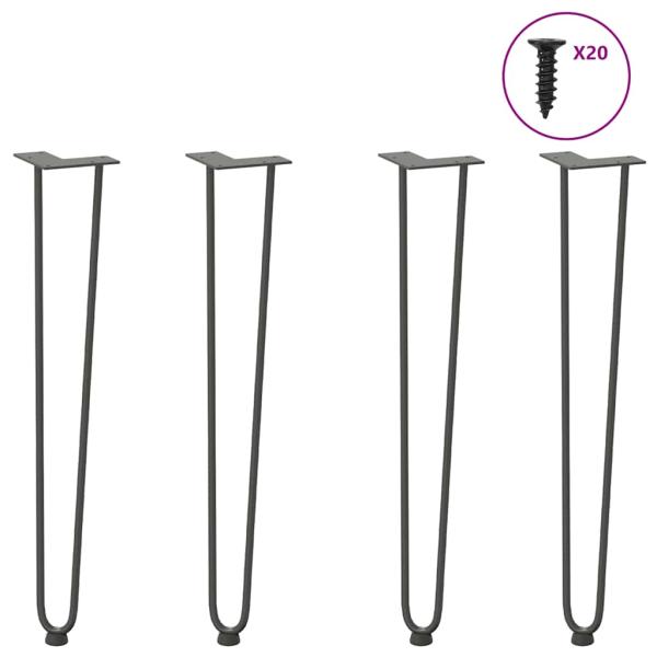 ARDEBO.de - Haarnadelbeine 4 Stk. Anthrazit 72 cm Massivstahl