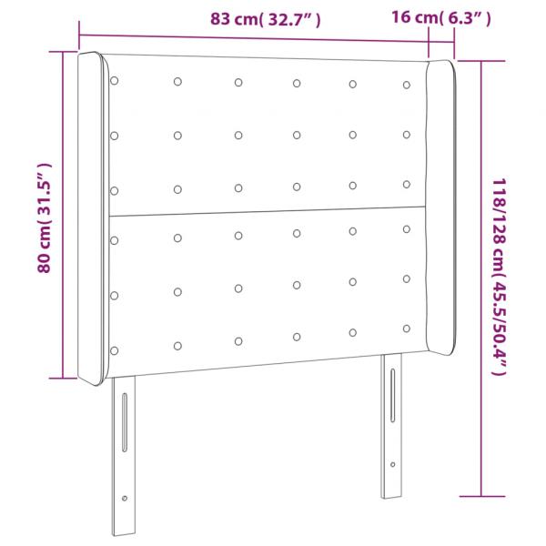 LED Kopfteil Schwarz 83x16x118/128 cm Samt